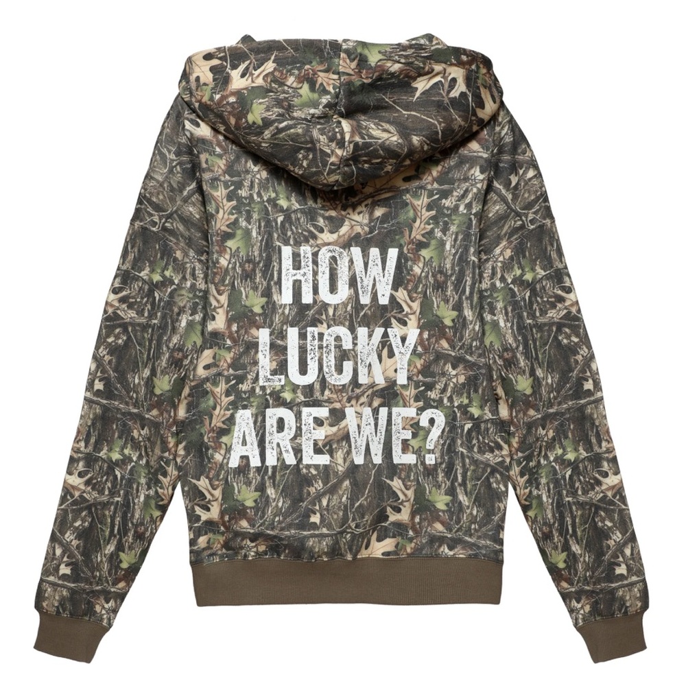 HOW LUCKY ARE WE BOYS LIE CAMO SWEATSHIRT